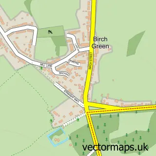 Street map sample of Birch Green, Essex