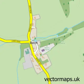 Street map sample of Birch, Essex