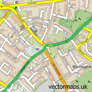 Street map sample of Birchington, Kent