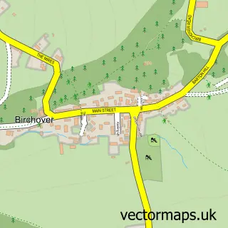 Street map sample of Birchover, Derbyshire