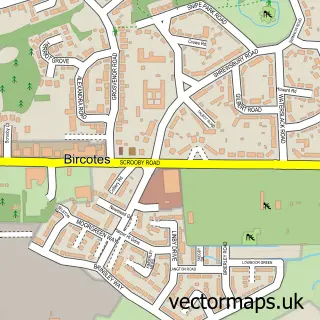 Street map sample of Bircotes, Nottinghamshire