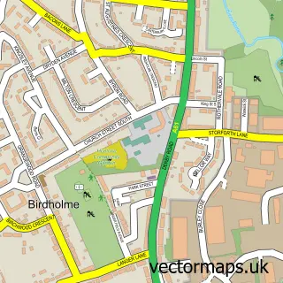 Street map sample of Birdholme, Derbyshire