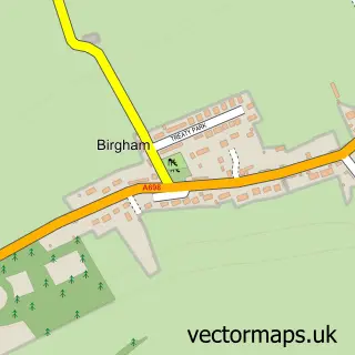 Street map sample of Birgham, Berwickshire