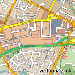 Street map sample of Birkenhead, Merseyside