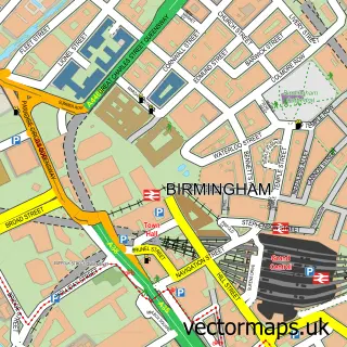 Street map sample of Birmingham, West Midlands