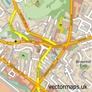 Street map sample of Birstall, West Yorkshire