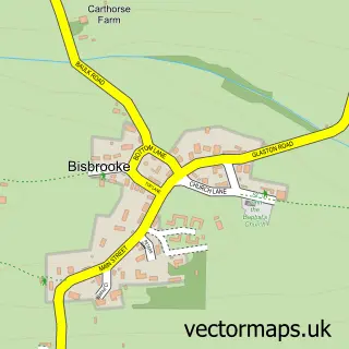 Street map sample of Bisbrooke, Rutland