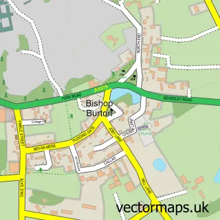 Street map sample of Bishop Burton, East Riding of Yorkshire