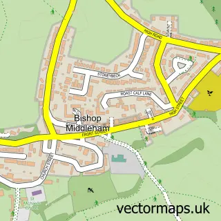 Street map sample of Bishop Middleham, Durham