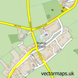 Street map sample of Bishop Wilton, East Riding of Yorkshire