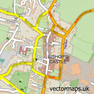 Street map sample of Bishop's Castle, Shropshire