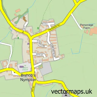 Street map sample of Bishops Nympton, Devon
