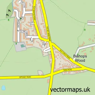 Street map sample of Bishops Wood, Staffordshire