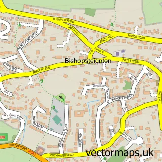 Street map sample of Bishopsteignton, Devon