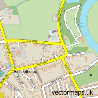 Street map sample of Bishopthorpe, North Yorkshire