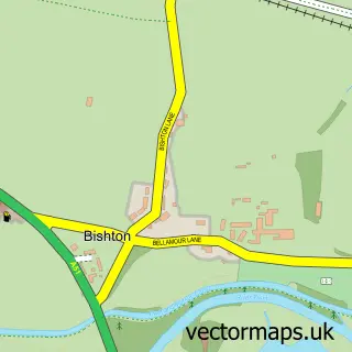 Street map sample of Bishton, Staffordshire