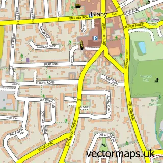 Street map sample of Blaby, Leicestershire