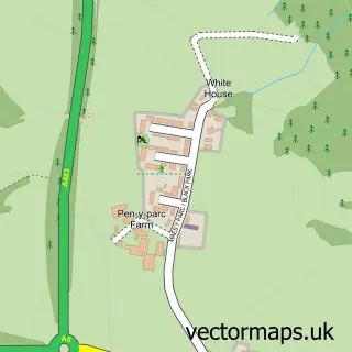 Street map sample of Black Park, Clwyd