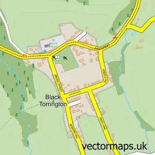 Street map sample of Black Torrington, Devon
