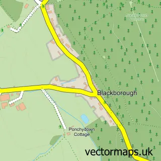 Street map sample of Blackborough, Devon