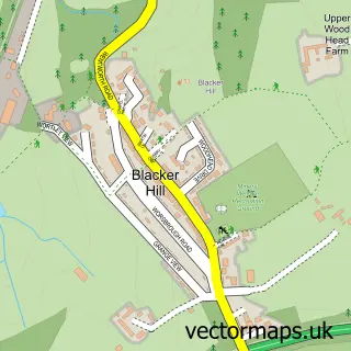 Street map sample of Blacker Hill, South Yorkshire