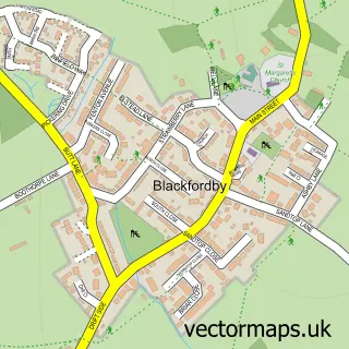 Street map sample of Blackfordby, Leicestershire