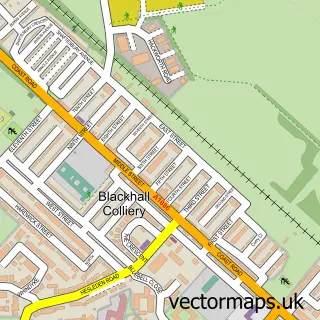 Street map sample of Blackhall Colliery, Durham