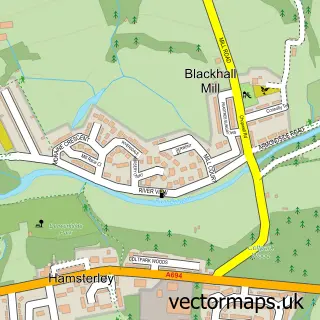 Street map sample of Blackhall Mill, Tyne & Wear