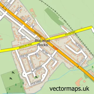 Street map sample of Blackhall Rocks, Durham