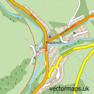 Street map sample of Blackmill, Mid Glamorgan