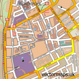 Street map sample of Blackpool, Lancashire