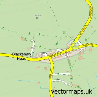 Street map sample of Blackshaw Head, West Yorkshire