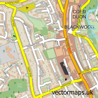 Street map sample of Blackwood, Gwent