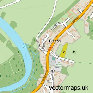 Street map sample of Bladon, Oxfordshire