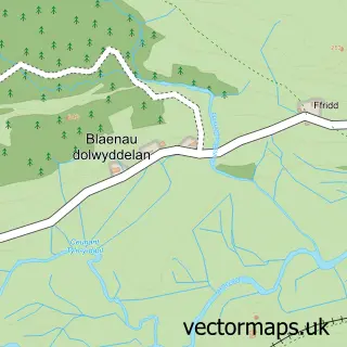 Street map sample of Blaenau Dolwyddelan, Clwyd