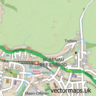 Street map sample of Blaenau Ffestiniog, Gwynedd