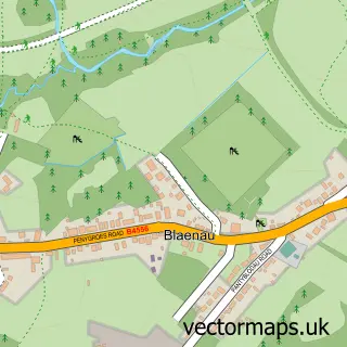 Street map sample of Blaenau, Dyfed