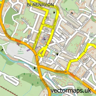 Street map sample of Blaenavon, Gwent