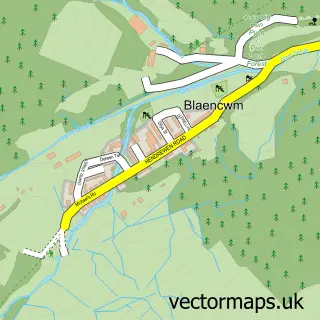 Street map sample of Blaencwm, Mid Glamorgan