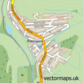 Street map sample of Blaengarw, Mid Glamorgan