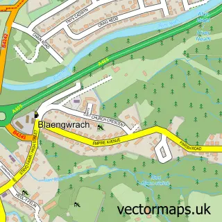 Street map sample of Blaengwrach, West Glamorgan