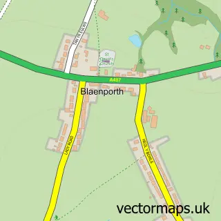 Street map sample of Blaenporth, Dyfed