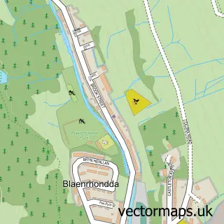 Street map sample of Blaenrhondda, Mid Glamorgan