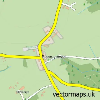 Street map sample of Blaen-y-coed, Dyfed