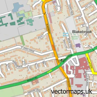 Street map sample of Blakebrook, Worcestershire