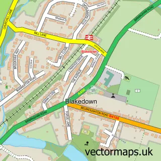 Street map sample of Blakedown, Worcestershire