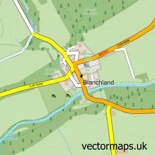 Street map sample of Blanchland, Northumberland