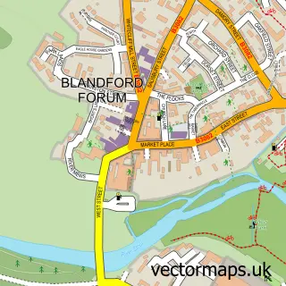 Street map sample of Blandford Forum, Dorset