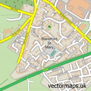 Street map sample of Blandford St Mary, Dorset