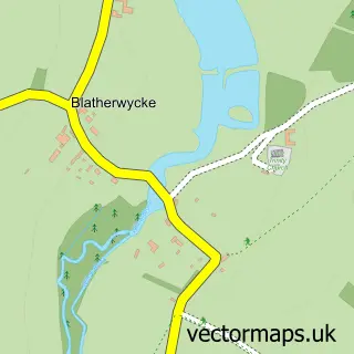 Street map sample of Blatherwycke, Northamptonshire
